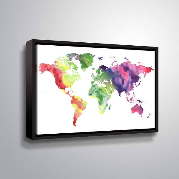Watercolor painting of world map by Irina Sztukowski Gallery Wrapped