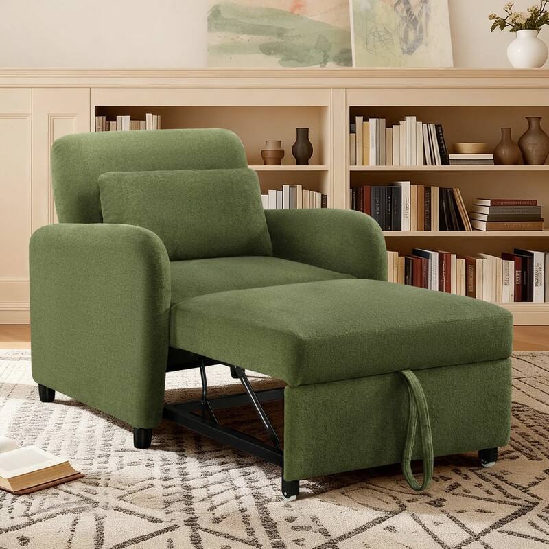 Spruce & Spring Modern Pull-Out Accent Chair Bed with Adjustable Backrest & Space-Saving Design
