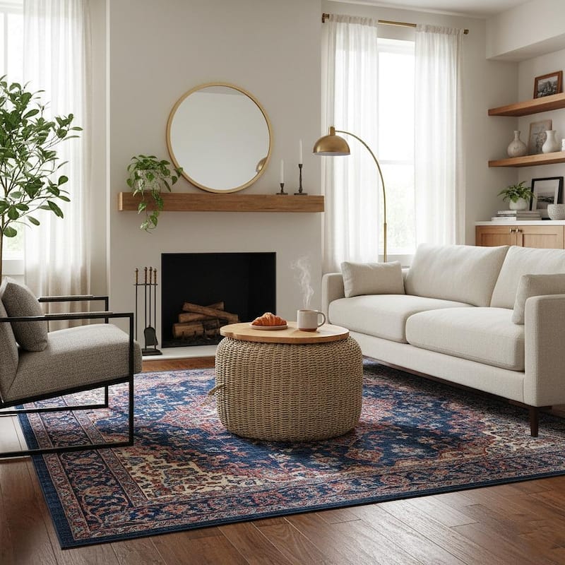 Made4Home Cera Natural Woven Ottoman Stool Multi-Function Accent Pouf