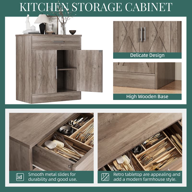 Multifunctional 2-Door Storage Cabinet with Drawer – Kitchen Pantry Organizer, TV Stand