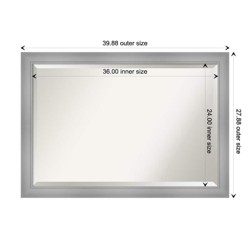 Beveled Wall Mirror - Flair Polished Nickel Frame - 40 x 28-inch - Flair Polished Nickel