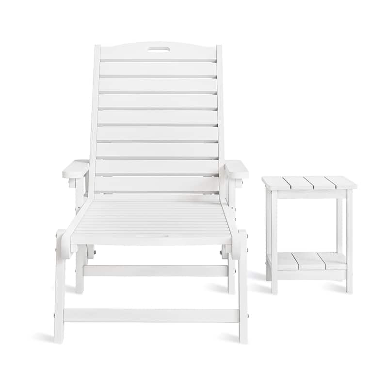 HDPS All Weather Outdoor Chaise Lounge With Side Table (2-piece Set)