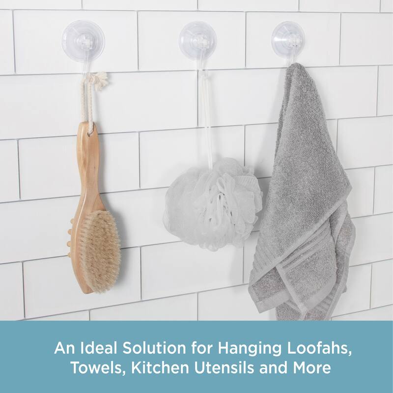 Kenney Suction Cup Hooks, Set of 3 - Clear