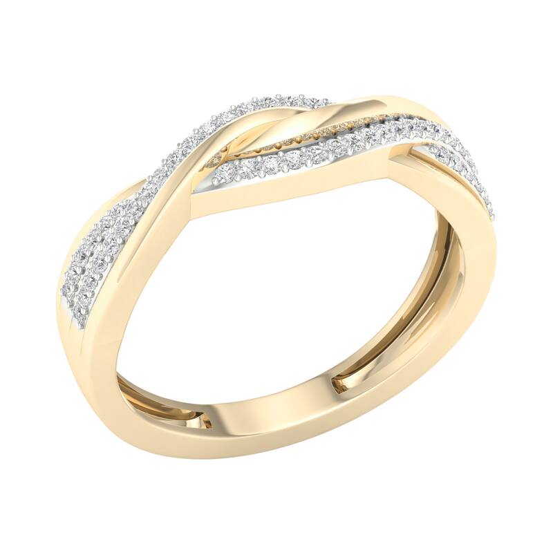 1/6ct TDW Diamond Criss Cross Promise Band in 10K Gold for Women