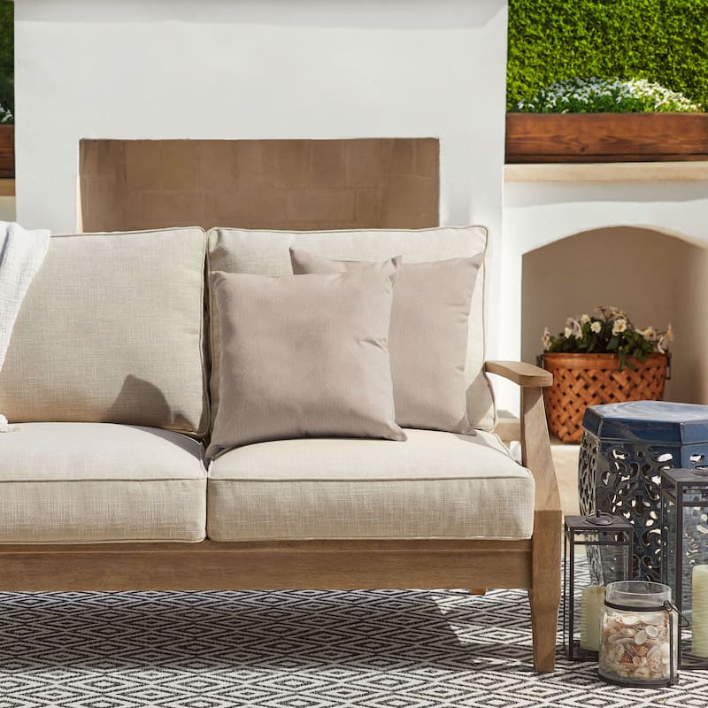 Sorra Home Sunbrella Outdoor Knife Edge Pillow Set of 2 - 20 in H x 20 in W x 6 in D - Revive Sand