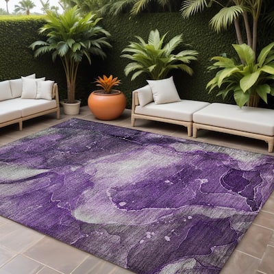 Almisi Artistic Abstract Weather Resistant Blended Style Outdoor Rug