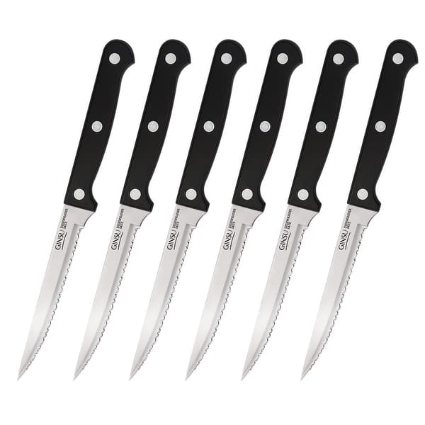 Ginsu Kiso Dishwasher Safe Black 6 Piece Steak Knife Set On Sale
