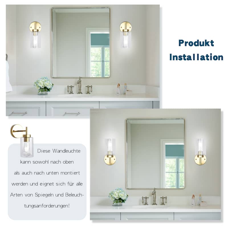 1-Light Modern Bathroom Vanity Light with Clear Glass Shades, Classic Wall Sconces for Dining Room Living Room