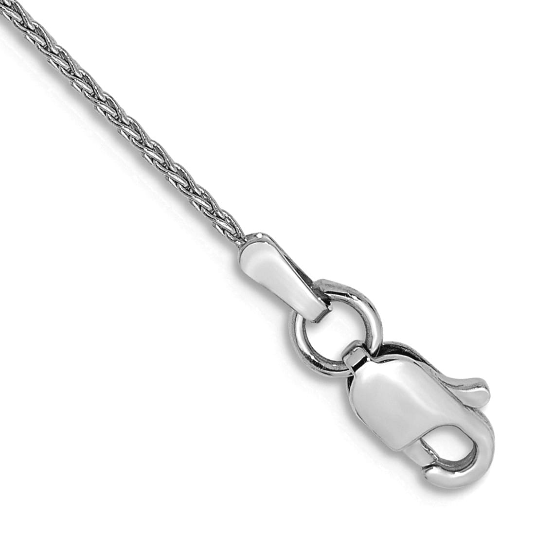 Curata 14k White Gold Solid 1.0mm Round Wheat Chain Bracelet