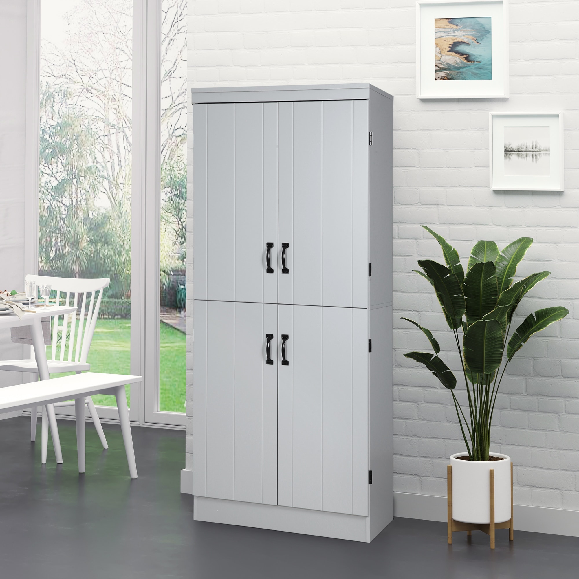Kitchen Pantry Storage Cabinet Cupboard with Doors and 6