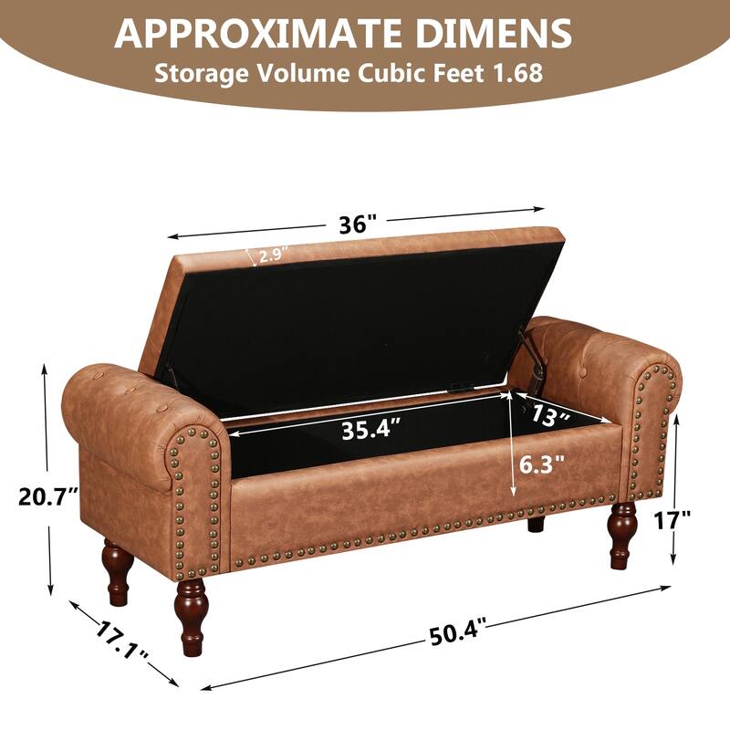 Adeco Storage Ottoman Bench for Bedroom