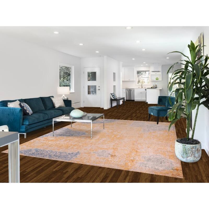 Contemporary Colorful Abstract Area Rug Handmade Wool Carpet - 7'10" X 9'11"