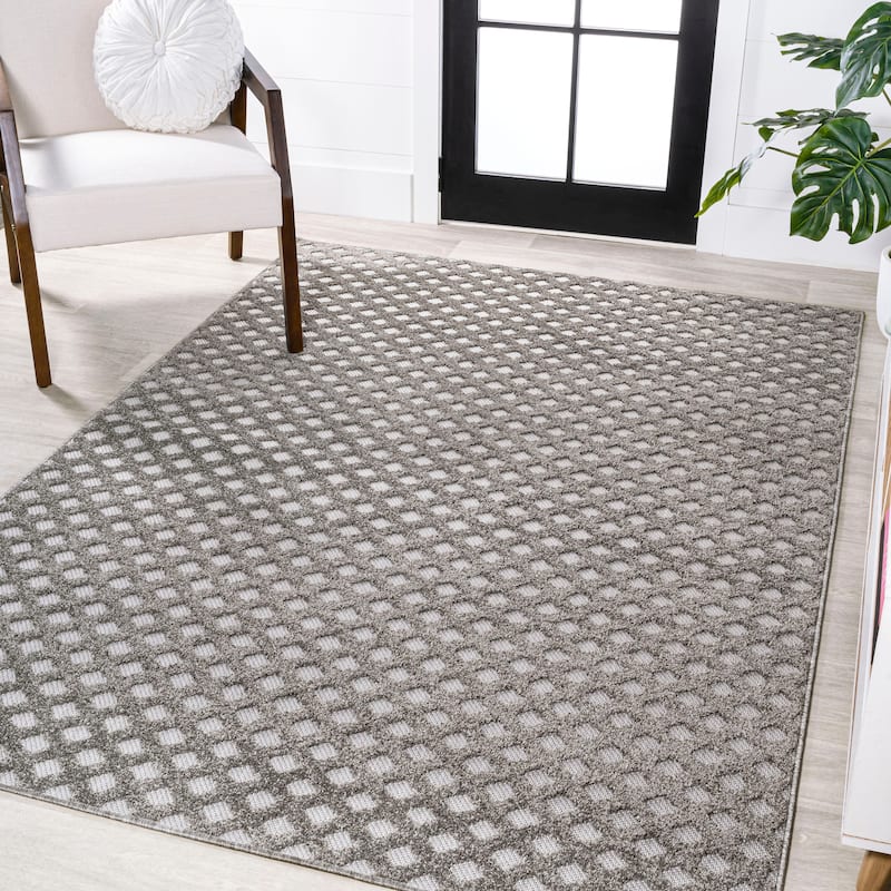 JONATHAN Y Citta High-Low Pile Mini-Diamond Trellis Indoor/Outdoor Area Rug