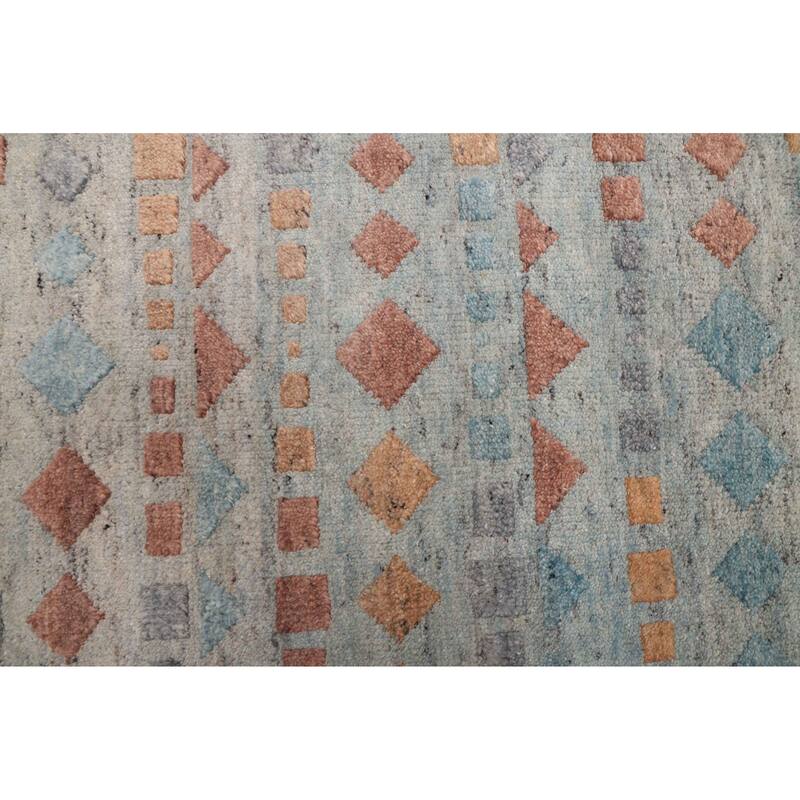 ECARPETGALLERY Hand-knotted Tangier Light Blue Wool Rug - 8'0 x 9'7