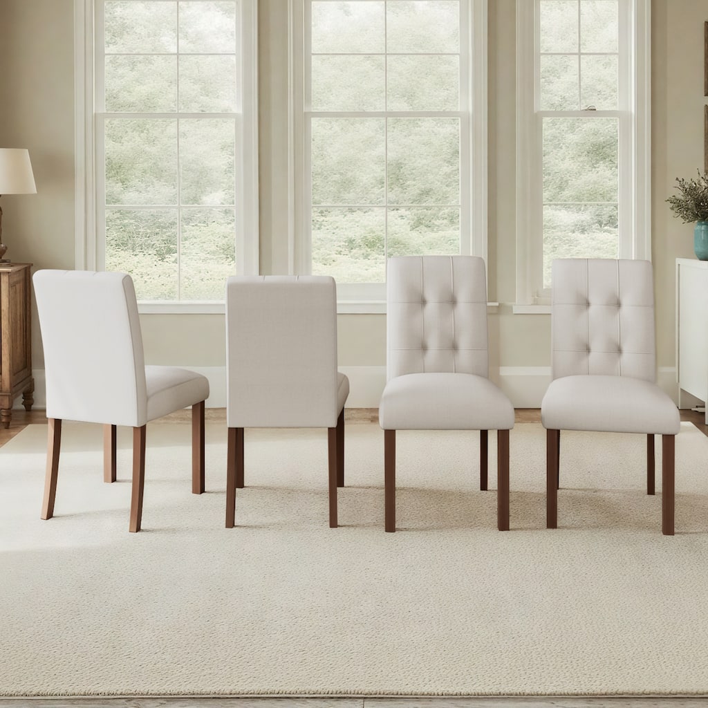 Modern Wooden Dining Chairs Set of 4 Comfortable Backed Fabric Side Chairs for Kitchen Dining Rooms