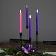 preview thumbnail 3 of 4, 4 Purple Pink Flickering LED Christmas Advent Wax Taper Candles 9.5"
