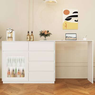 Merax Extendable Bar Table Cabinet with LED