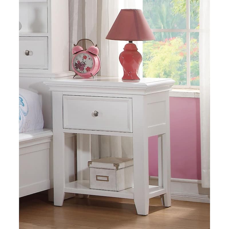 1 Drawer and Open Bottom Shelf Wooden Nightstand