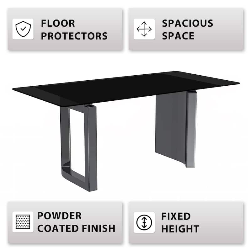 Astra Series Modern Rectangular Dining Table for 6 with Sintered Stone or Glass Top with Steel Base for Kitchen & Dining Room