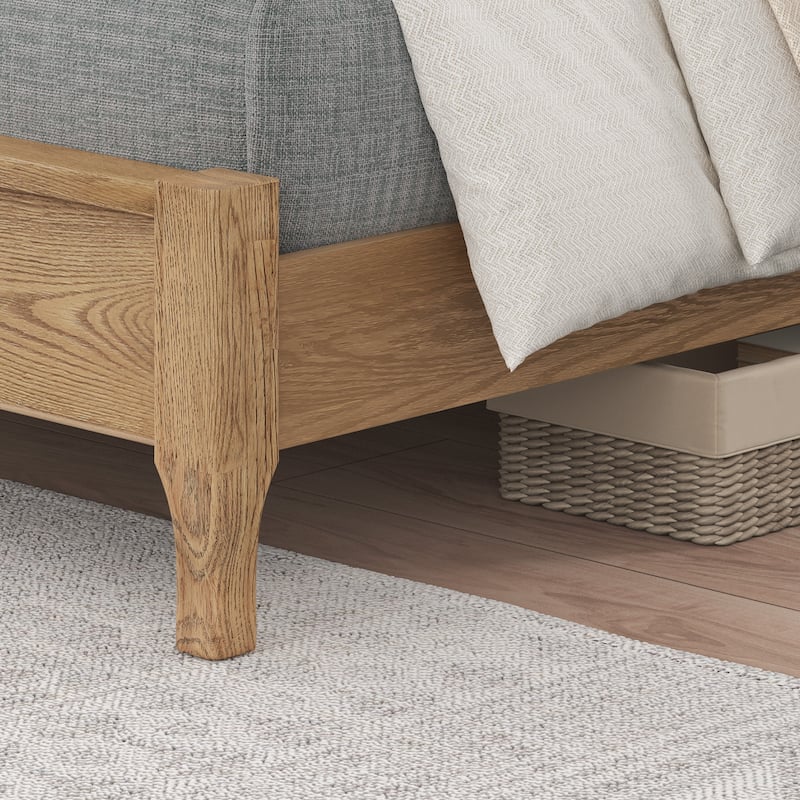Solid Wood Panel Platform Bed with Headboard, Double Size Beds Wooden Rustic Bed Frame Bedroom Furniture