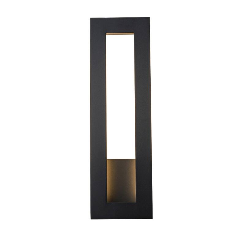 H20'' Modern Outdoor Integrated LED Wall Light 24W Matte Black Linear Sconce with Frosted Acrylic Shade Up/Down Wall Mount