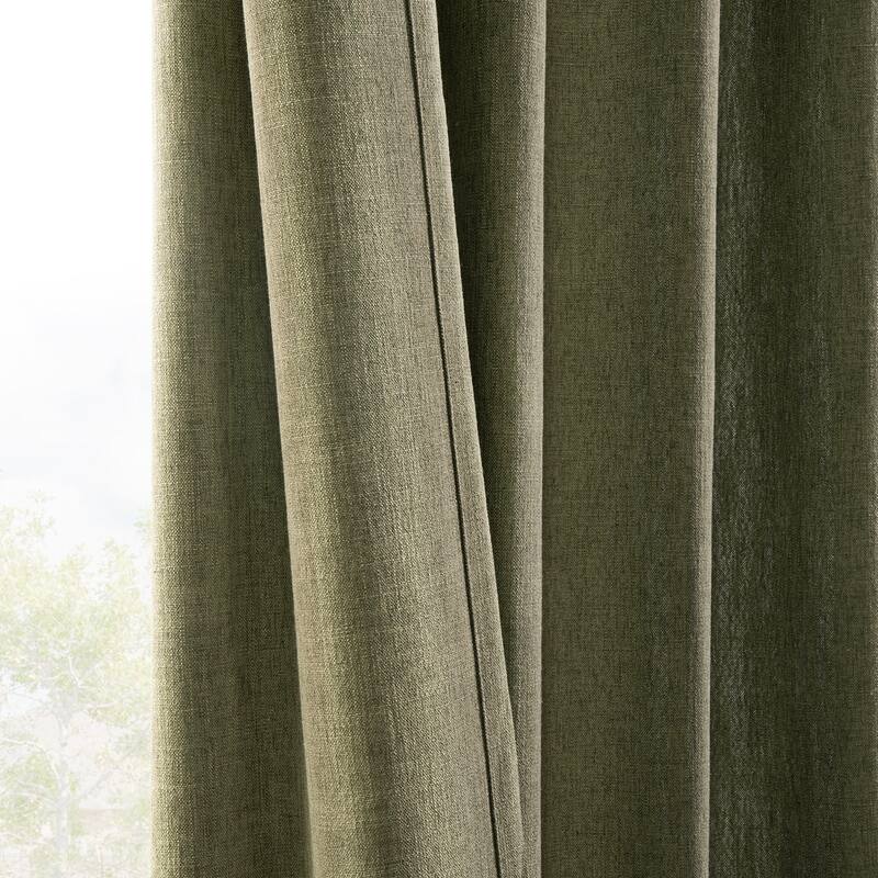 Exclusive Fabrics Basic Faux Linen Curtain Pair - 2 Panels - Light Filtering Window Curtains