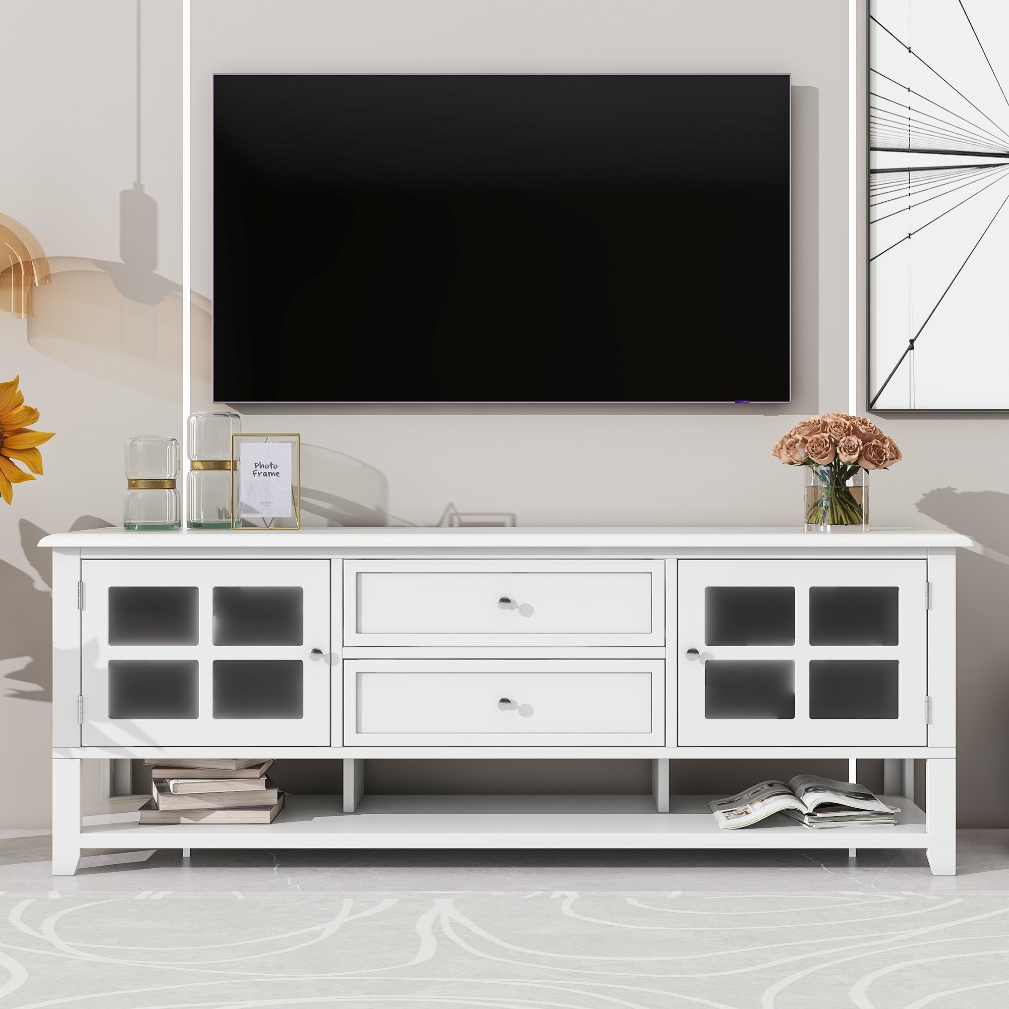 TV Stand for TVs up to 60", Entertainment Center with Multifunctional Storage Space, TV Cabinet