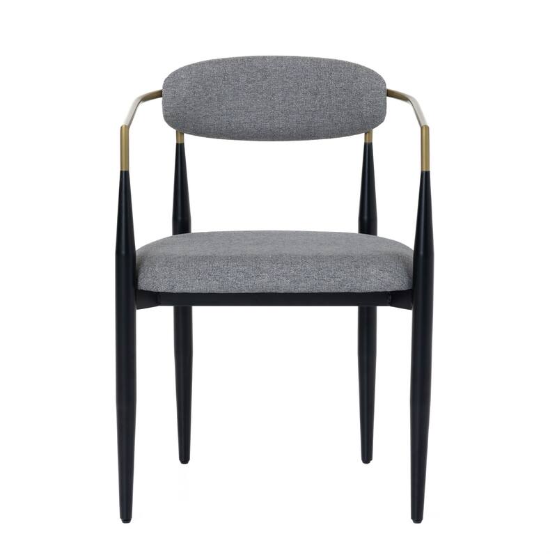 Modrest Buchtel Mid-Century Modern Medium Grey, Gold Arm & Black Dining Chair