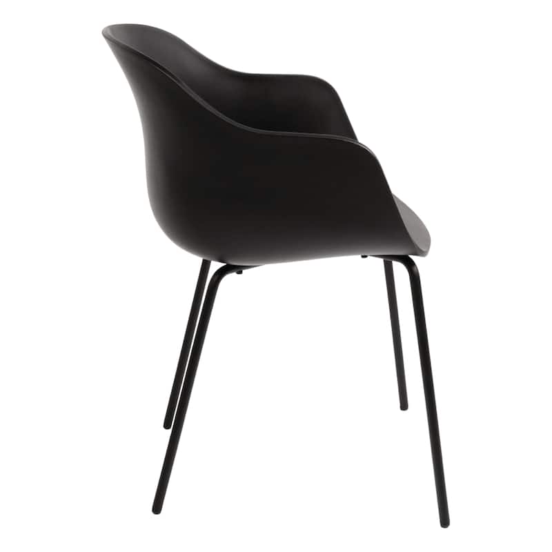 Furnish Theory Curve-K ML Indoor/Outdoor Dining Armchairs Arm Chairs w Polypropylene Shell & Powder-Coated Steel Legs (Set of 2)