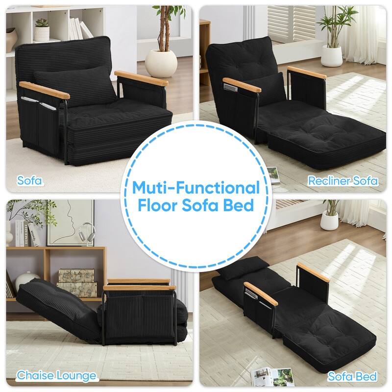Mixoy Muti-Functional Folding Floor Sofa Bed,3-Seater,2-Seater,1-Seater Lazy Futon Sofa with 6 Position Adjustable Backrest