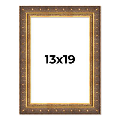 13x19 Frame Vintage Gold Solid Wood Picture Frame | 2.5 Inch Moulding