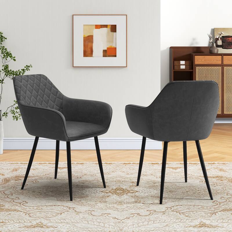 Gymax Leisure Dining Chair Set of 2 Upholstered Accent Chairs w/
