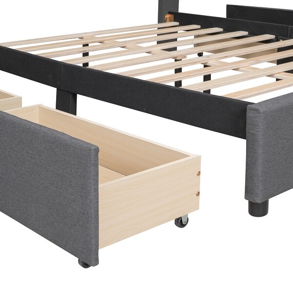 Full Size Upholstered Platform Bed with Brick Pattern
