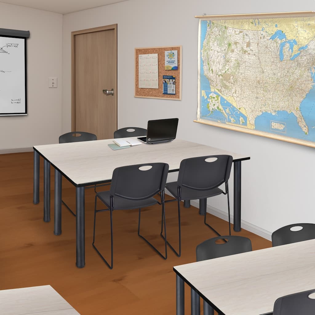 72" x 24" Kee Training Table- Cherry/Black and 2 Nesting Chairs