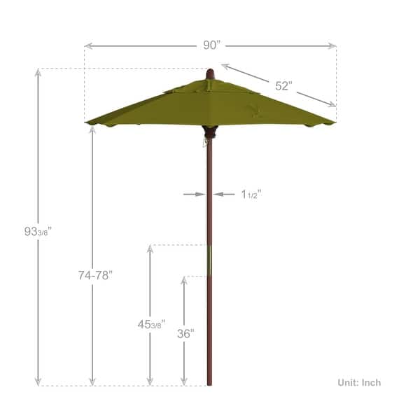 dimension image slide 6 of 20, Port Lavaca 7.5ft Round Wood Umbrella by Havenside Home, Base Not Included