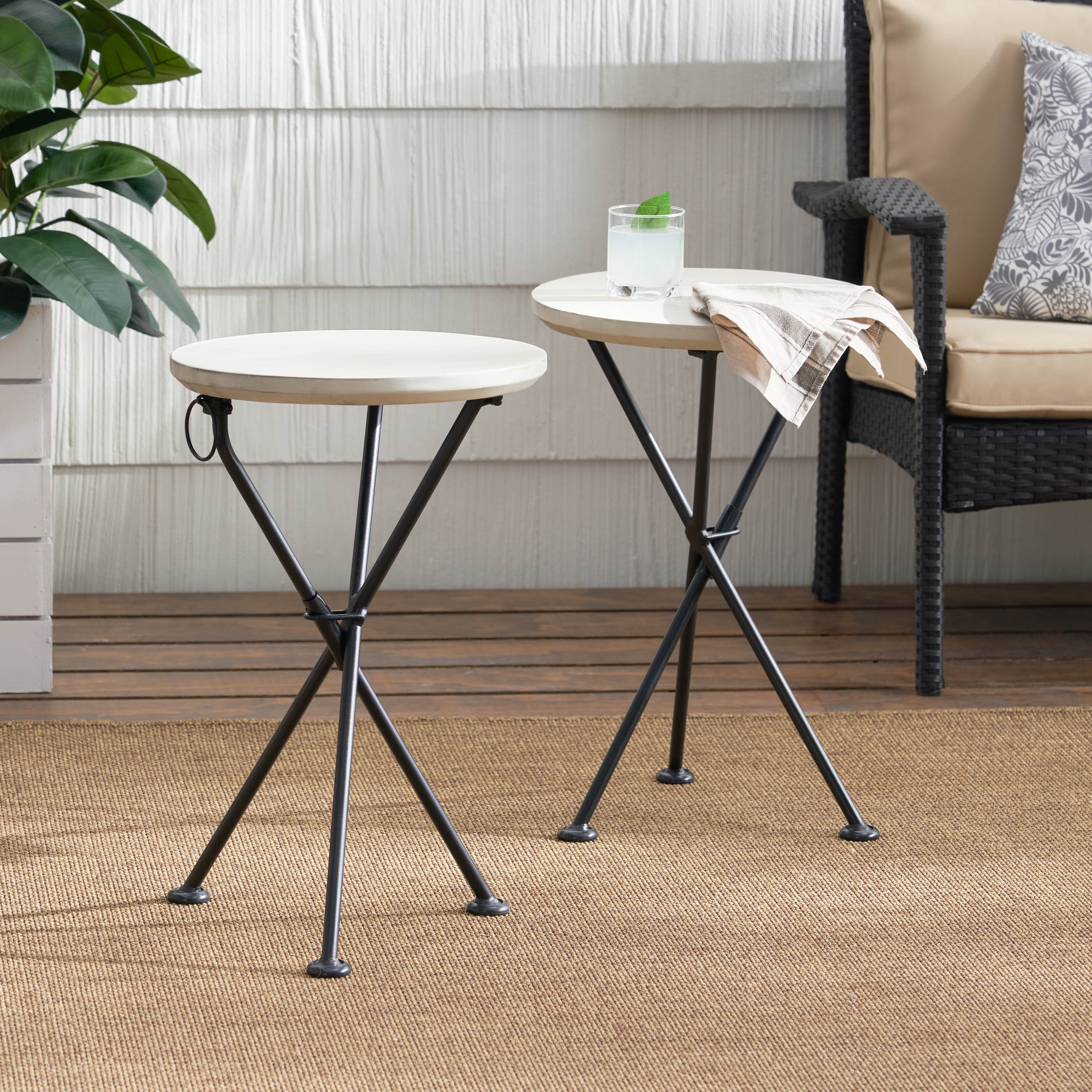 Los Feliz Outdoor Round Portable Foldable Acacia Wood Side Table