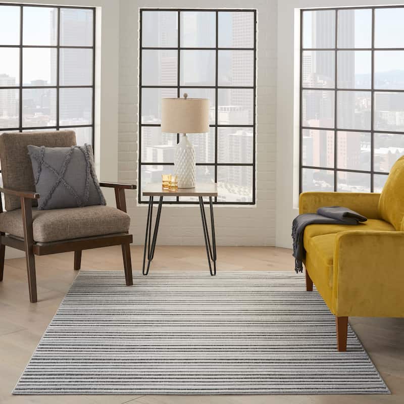 Nourison Calobra Traditional Geometric Stripe Indoor Outdoor Striped Area Rug