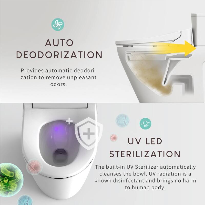 VOVO Stylement Electric UV LED Sterilization Bidet Toilet Seat With Remote, Elongated