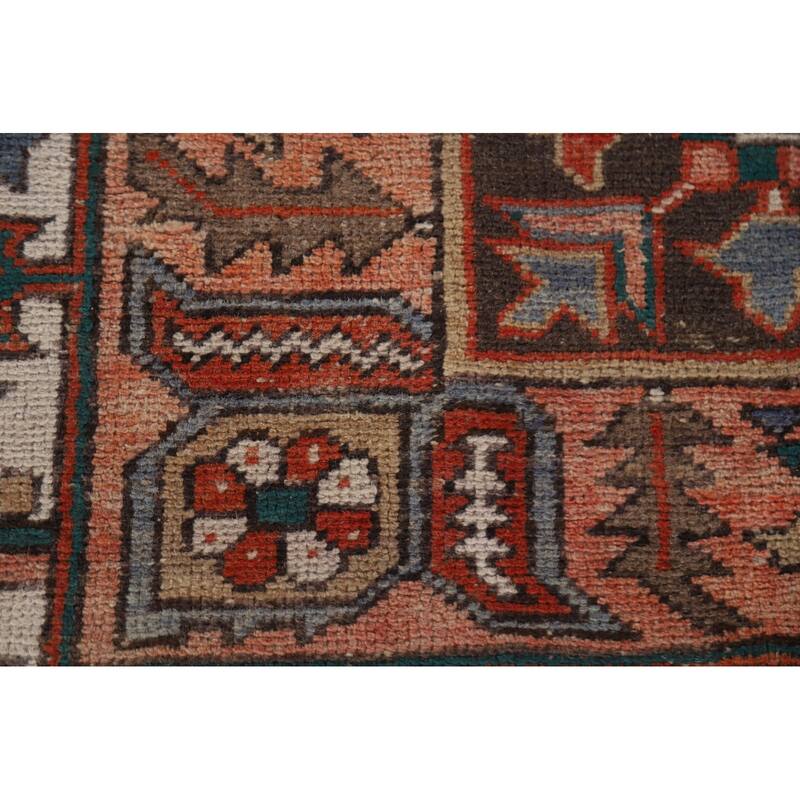 Hand Knotted Oriental 100% Wool Carpet Traditional Medallion Red Heriz Area Rug - 12' 8'' X 9' 9''