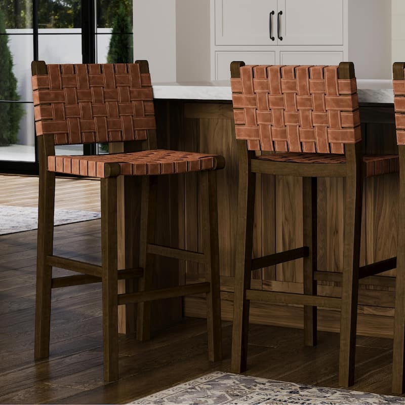 Maven Lane Noah Kitchen Dining Stool with Vegan Leather