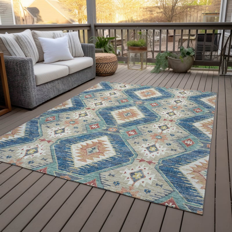 Machine Washable Indoor/Outdoor Southwest Global Chantille Rug