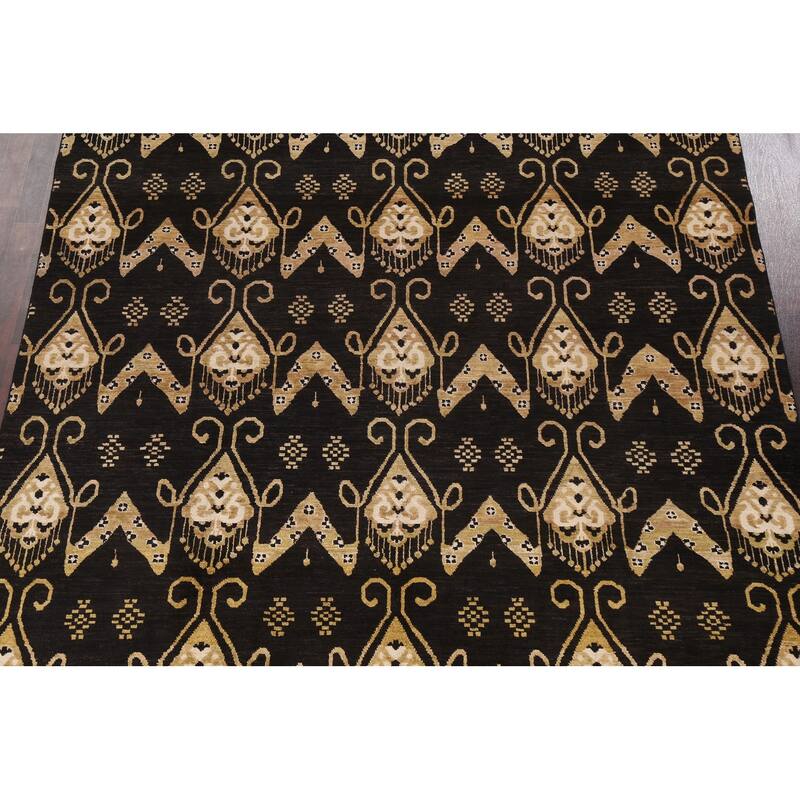 Geometric Oriental Gabbeh Kashkoli Area Rug Hand-knotted Wool Carpet - 7'10" x 11'3"