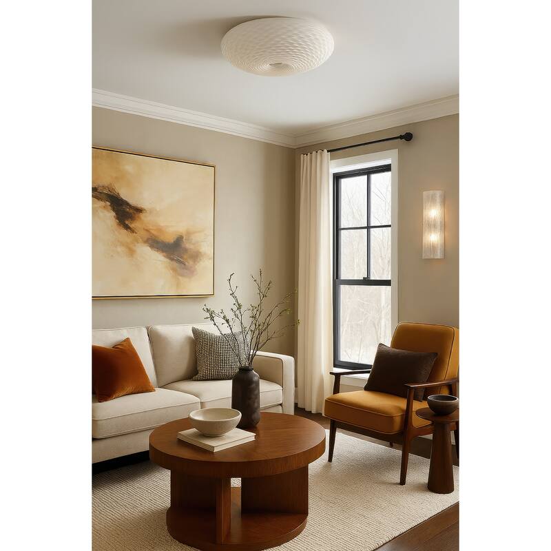 Varaluz Swirled Flush Mount - French Feather - 15.5"W x 4.75"H