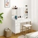 preview thumbnail 1 of 5, Makeup Vanity Table with Chair & Charging Station White - 3-drawer