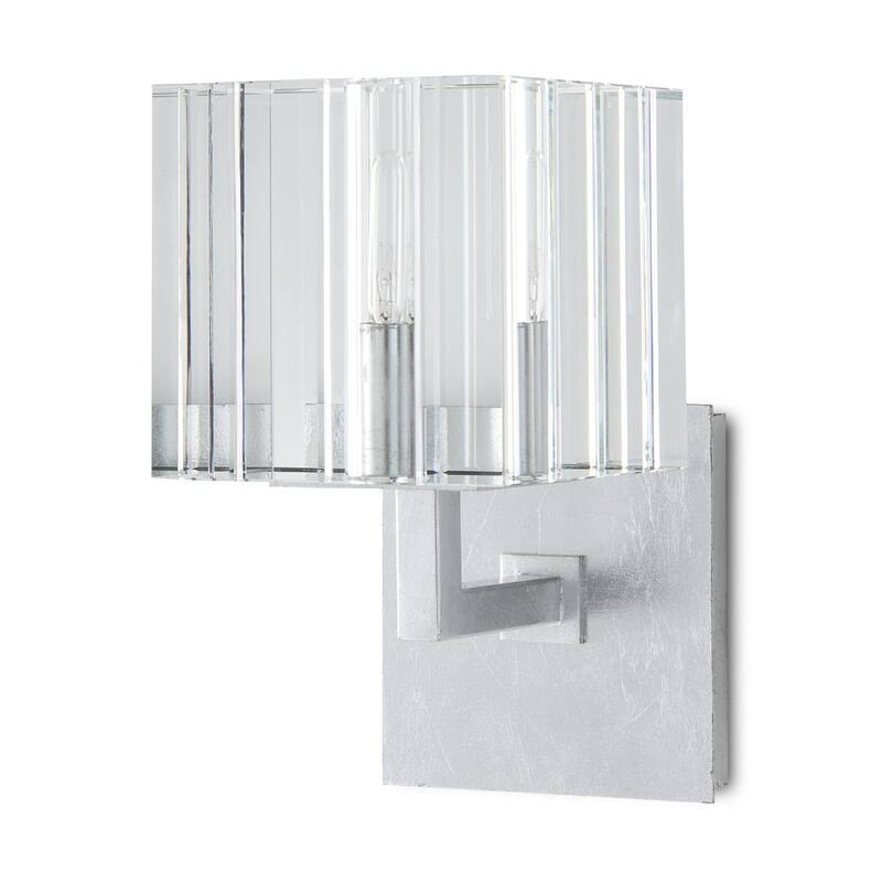 Currey & Company Valerio Silver 1-Light Wall Sconce - 9.5"h x 5"w x 6.5"d