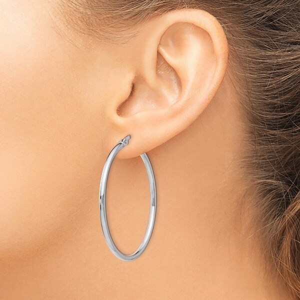Sterling Silver Rhodium Diamond Cut Polished Hinged Hoop Earrings Sterling Silver Rhodium Diamond Cut Polished Hinged Hoop Earrings