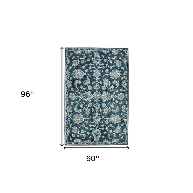 HomeRoots Floral Medallion Traditional Rectangle Area Rug