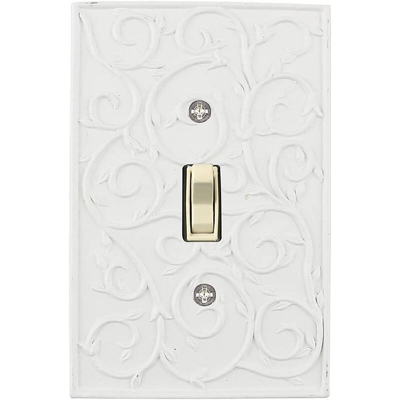 Meriville French Scroll 1 Toggle Wallplate, Single Switch Electrical Cover Plate - Off White