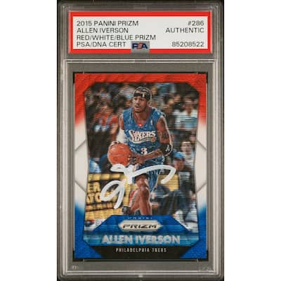 Allen Iverson 2015 Panini Prizm Red White Blue Signed Card #286 Auto PSA 5208522 - 8'6" x 11'6"