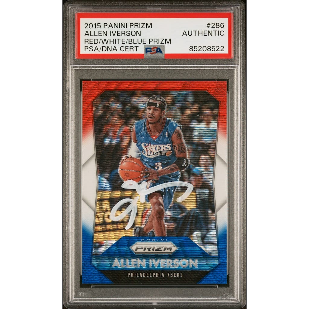 Allen Iverson 2015 Panini Prizm Red White Blue Signed Card #286 Auto PSA 5208522 - 8'6" x 11'6"